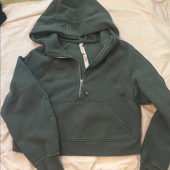 Green Half-Zip scuba Hoodie - Picture 3 of 4